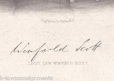 WINFIELD SCOTT CIVIL WAR GENERAL FACSIMILE AUTOGRAPH ANTIQUE ENGRAVING PRINT - K-townConsignments