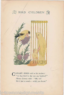 CANARY & ORIOLE VINTAGE BIRD CHILDREN GRAPHIC ILLUSTRATION POETRY PRINT - K-townConsignments