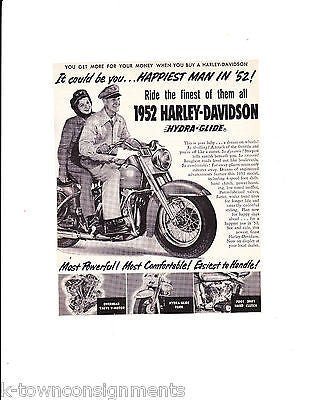 HARLEY DAVIDSON HYDRA GLIDE VINTAGE GRAPHIC ADVERTISTING POSTER PRINT - K-townConsignments