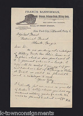 FRANCIS BANNERMAN MILITARY SURPLUS CATALOG OWNER AUTOGRAPH SIGNED LETTER 1896 - K-townConsignments
