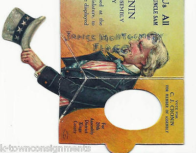 JAMES MONTGOMERY FLAGG AUTOGRAPH SIGNED UNCLE SAM PATRIOTIC ADVERTISING CARD - K-townConsignments