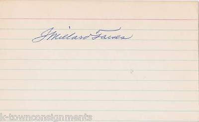 J. MILLARD TAWES MARYLAND GOVERNOR POLITICIAN ORIGINAL AUTOGRAPH SIGNED CARD - K-townConsignments