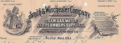 SMITH & WINCHESTER STEAM GAS WATER PLUMBING SUPPLY ANTIQUE ENGRAVING STATIONERY - K-townConsignments
