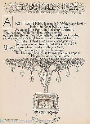 The Bottle Tree Poem Eugene Field Antique Graphic Art Deco Baby Nursery Print - K-townConsignments