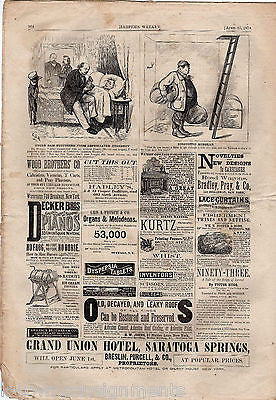 HARPER'S WEEKLY PRINCE NAPOLEON UNCLE SAM ENGRAVINGS ANTIQUE NEWSPAPER APR 1874 - K-townConsignments
