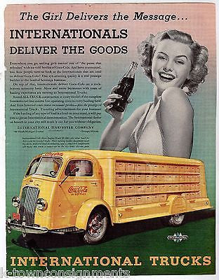 COCA-COLA DELIVERY TRUCK & FEMALE MODEL VINTAGE COKE GRAPHIC ADVERTISING PRINT - K-townConsignments