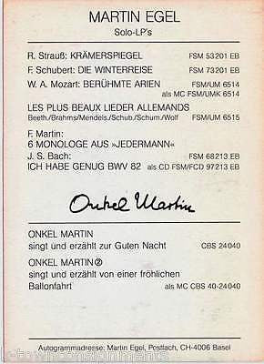 MARTIN EGEL GERMAN OPERA BARITONE SINGER AUTOGRAPH SIGNED PROMO PHOTO CARD - K-townConsignments