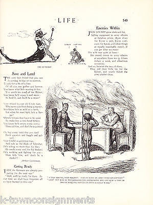 LIFE MAGAZINE CROSS DRESSING CARTOON ANTIQUE WWII APRIL 1918 - K-townConsignments