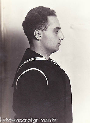 WWII NAVY SAILOR PROFILE SHOT GREAT LAKES ILLINOIS SNAPSHOT PHOTO - K-townConsignments
