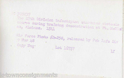 27TH DIVISION RUNNING OVER MOAT FT McCLELLAN VINTAGE WWII MILITARY FILE PHOTO - K-townConsignments