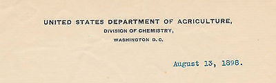 US DEPARTMENT OF AGRICULTURE SIGNED CHEMISTS SUGAR TRADE ANTIQUE 1890s LETTER - K-townConsignments