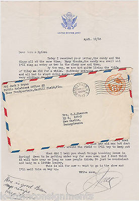 WWII CARTOONIST JACK BRYAN VINTAGE AUTOGRAPH SIGNED ARMY STATIONERY LETTER 1943 - K-townConsignments