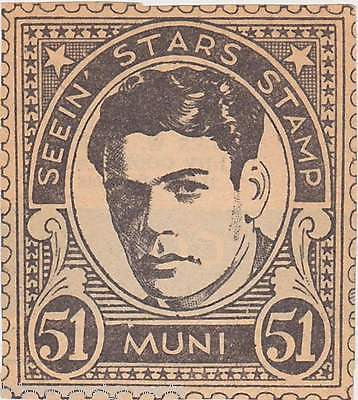 PAUL MUNI MOVIE ACTOR VINTAGE SEEIN STARS STAMP GRAPHIC PROMO CLIPPING - K-townConsignments
