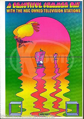 NBC TELEVISION PSYCHEDELIC SUMMER DAY VINTAGE PETER MAX GRAPHIC ART POSTER PRINT - K-townConsignments