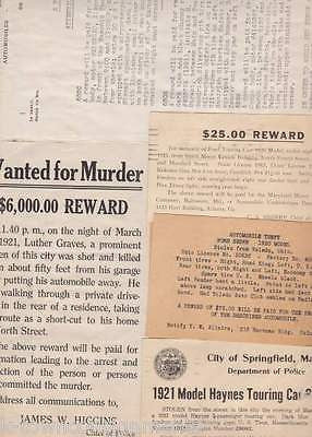 1920s POLICE WANTED POSTER & AUTOMOBILE CAR THEFT LETTERS CARDS & DOCUMENTS - K-townConsignments