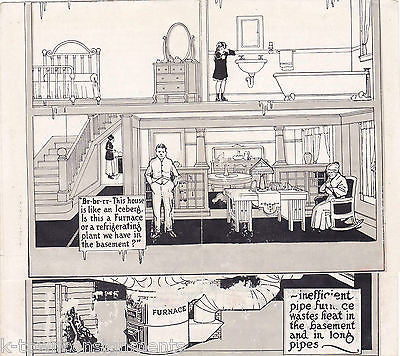 CALORIC PIPELESS FURNACES VINTAGE 1920s ART DECO GRAPHIC ART ADVERTISING FLYER - K-townConsignments
