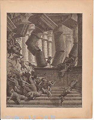 Death of Samson Philistines 1870 Antique Bible Engraving Print Judges XVI - K-townConsignments