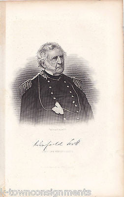 WINFIELD SCOTT CIVIL WAR GENERAL FACSIMILE AUTOGRAPH ANTIQUE ENGRAVING PRINT - K-townConsignments