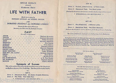OSCAR SERLIN PRESENTS LIFE WITH FATHER VINTAGE 1943 WWII ERA WEST POINT PLAYBILL - K-townConsignments