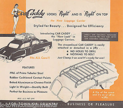 CAR CADDY ROOF PACK RIGHT ON TOP VINTAGE GRAPHIC SALES AD FLYER - K-townConsignments