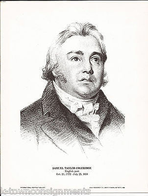 Samuel Taylor Coleridge Poet Vintage Portrait Gallery Poster Sketch Print - K-townConsignments