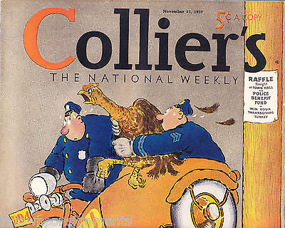AGATHA CHRISTIE POLICE CLAY EWING COVER ART ANTIQUE COLLIER'S MAGAZINE 1938 - K-townConsignments
