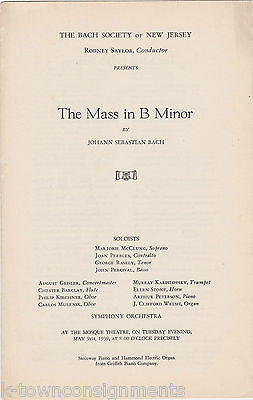BACH SOCIETY NJ PRESENTS MASS IN B MINOR VINTAGE 1939 SYMPHONY ORCHESTRA PROGRAM - K-townConsignments