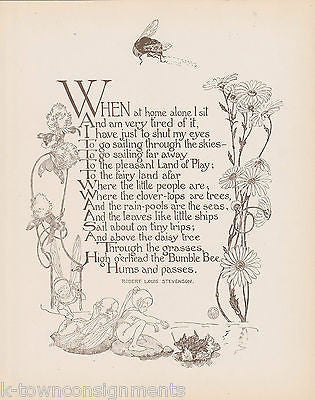 The Little Land Poem by Robert Louis Stevenson Antique Graphic Art Nursery Print - K-townConsignments