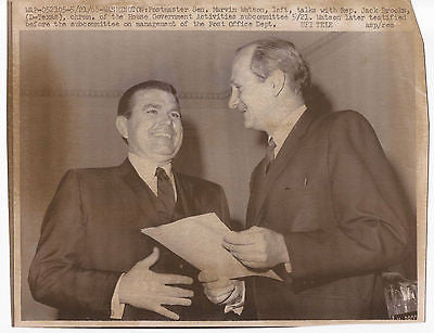 MARVIN WATSON PRESS PHOTO POSTMASTER GENERAL JACK BROOKS VINTAGE 1960S 1968 - K-townConsignments