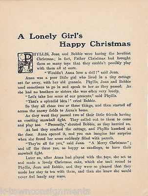 Lonely Girls Happy Christmas Vintage Antique Fairy Tale Nursery Rhyme Poem Print - K-townConsignments