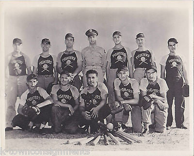 WWII AIR CORPS BASEBALL TEAM IN 'FIGHTERS' UNIFORMS VINTAGE TEAM GROUP PHOTO - K-townConsignments
