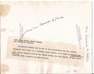 MRS EDWARD LATHAM PRESS PHOTO GIRLS VACATION FUND CAMP MANITOU HOTEL WEYLIN 1938 - K-townConsignments