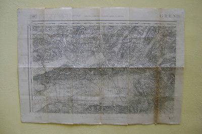 GRENOBLE FRANCE CHAMBERY ARMY LARGE 1930s ANTIQUE FRENCH MILITARY MAP TYPE 1889 - K-townConsignments