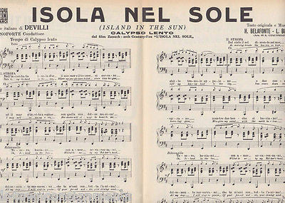 ISLAND IN THE SUN HARRY BELEFONTE VINTAGE 1950s ITALIAN MOVIE SHEET MUSIC BOOK - K-townConsignments
