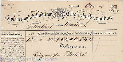 OLD GERMAN TELEGRAM DOCUMENT 1870 GERMANY COMMUNICATIONS CORRESPONDENCE LETTER - K-townConsignments
