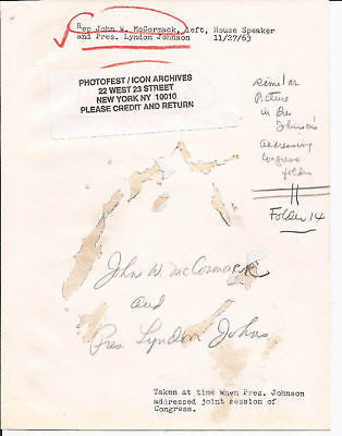 LYNDON JOHNSON PRESS PHOTO PRESIDENT MCCORMACK DC 1963 - K-townConsignments