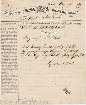 OLD GERMAN TELEGRAM DOCUMENT 1870 GERMANY COMMUNICATIONS CORRESPONDENCE LETTER - K-townConsignments