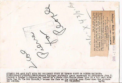 PIERRE SALINGER PRESS PHOTO DORIS DAY DO NOT DISTRUB FILM SCENE JOHN KENNEDY JFK - K-townConsignments