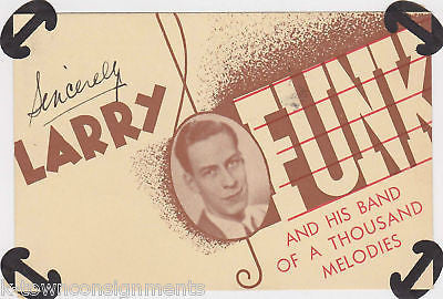LARRY FUNK ORCHESTRA AUTOGRAPH SIGNED POSTCARD 1937 - K-townConsignments
