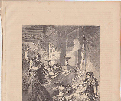 Haman's Execution 1870s Jewish Antique Engraving Print - K-townConsignments