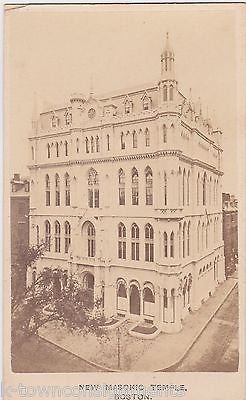 NEW MASONIC TEMPLE BOSTON MA ANTIQUE FREEMASON ARCHITECTURE CDV PHOTOGRAPH - K-townConsignments