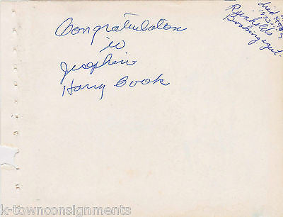 HARRY COOK COUNTRY MUSIC AGENT VINTAGE AUTOGRAPH SIGNATURE PAGE - K-townConsignments