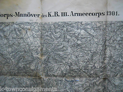 GERMAN MILITARY OFFICER WWI SIGNED LINEN ARMEECORPS MANUEVERS MILITARY FIELD MAP - K-townConsignments