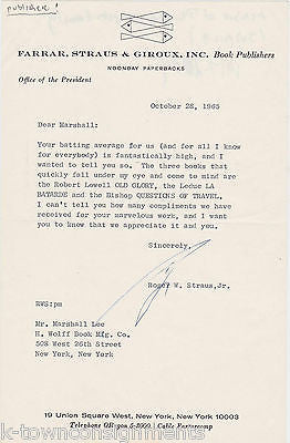 ROGER STRAUS FARRAR & GIROUX BOOK PUBLISHER ORIGINAL AUTOGRAPH SIGNED STATIONERY - K-townConsignments