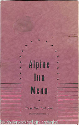 ALPINE INN NEW YORK VINTAGE DINNER MENU W/ SHAEFER BEER GRAPHIC MENU INSERT - K-townConsignments