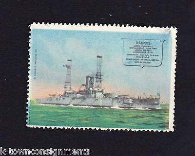 USS ILLINOIS NAVAL BATTLESHIP VINTAGE ENRIQUE MULLER GRAPHIC POSTAGE STAMP - K-townConsignments