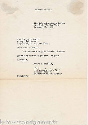 BERNICE MILLER SECRETARY TO HERBERT HOOVER AUTOGRAPH SIGNED STATIONERY LETTER - K-townConsignments