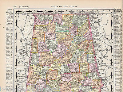 Alabama State Antique 1898 Graphic Illustration Map Atlas Print - K-townConsignments