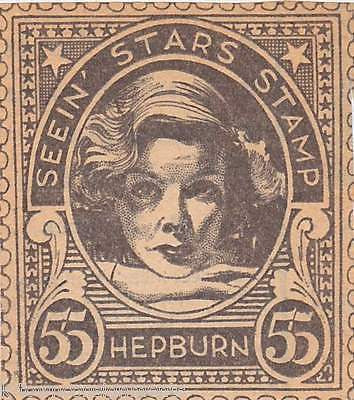 KATHARINE HEPBURN MOVIE ACTRESS VINTAGE SEEIN STARS STAMP GRAPHIC PROMO CLIPPING - K-townConsignments