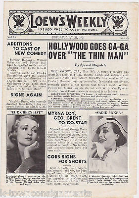 MYRNA LOY LOEW'S WEEKLY VINTAGE 1930s MOVIE ACTOR & ACTRESS PROMO AD FLYER - K-townConsignments